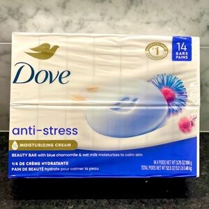 Dove Bar Soap ANTI-STRESS
Blue Chamomile & Oat Milk 14 pack (3.75oz)